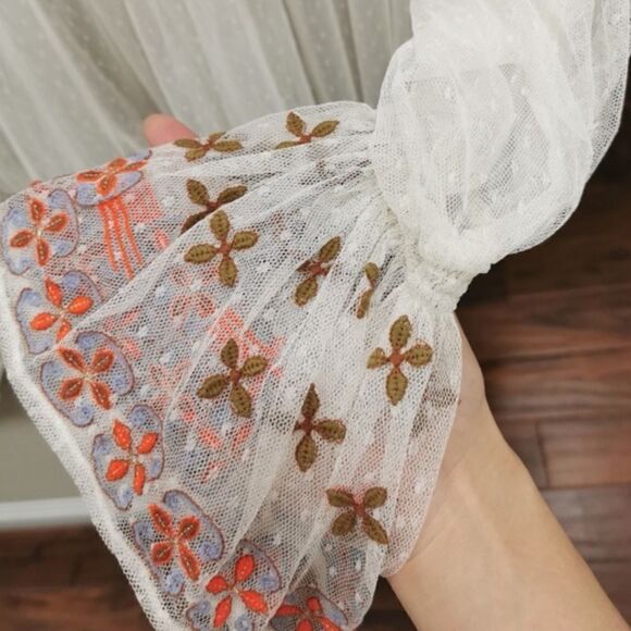 Free People White Embroidered Lace Joyride Blouse Top S - Picture 8 of 10